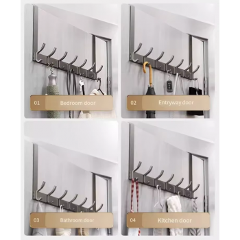 Gambar produk FMB Gantungan Baju Belakang Pintu Organizer Rack 6 Hook - INU99