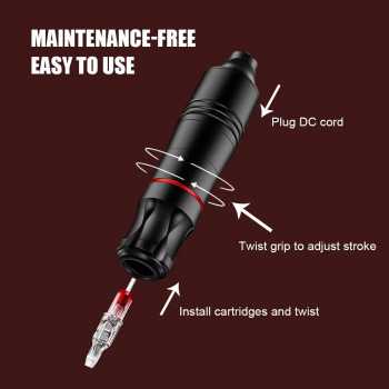 Gambar produk DragonHawk Tattoo Pen Stroke 3.5mm Aluminium Alloy 10000 RPM 10V - WQ090-15