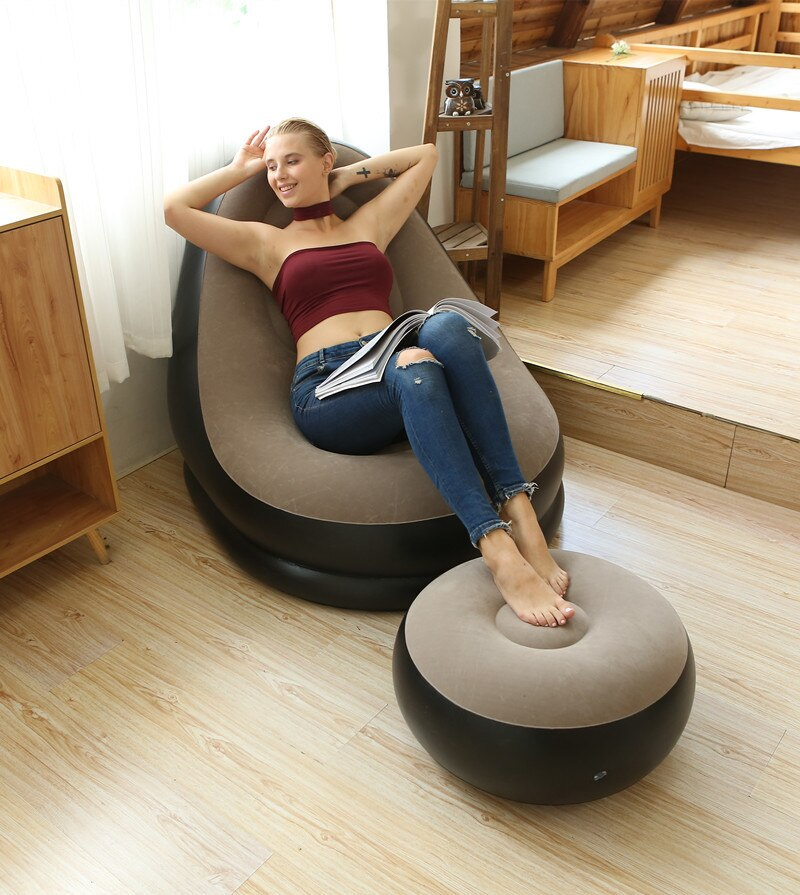 Gambar produk FMA Inflatable Lazy Sofa Chair PVC with Comfortable Leg Stool - FM-CHP