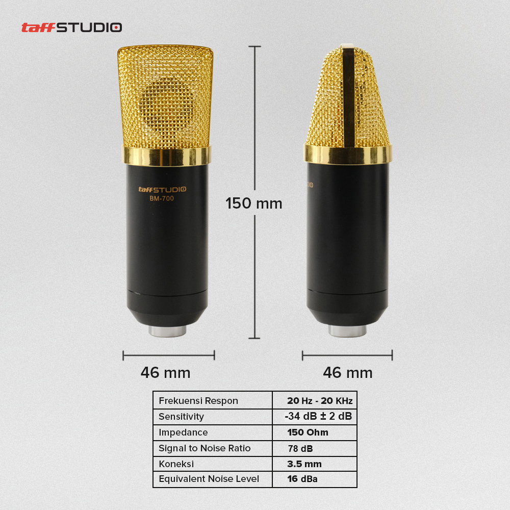 Gambar produk TaffSTUDIO Mikrofon Kondenser XLR Condenser Microphone Studio Podcast - BM-700