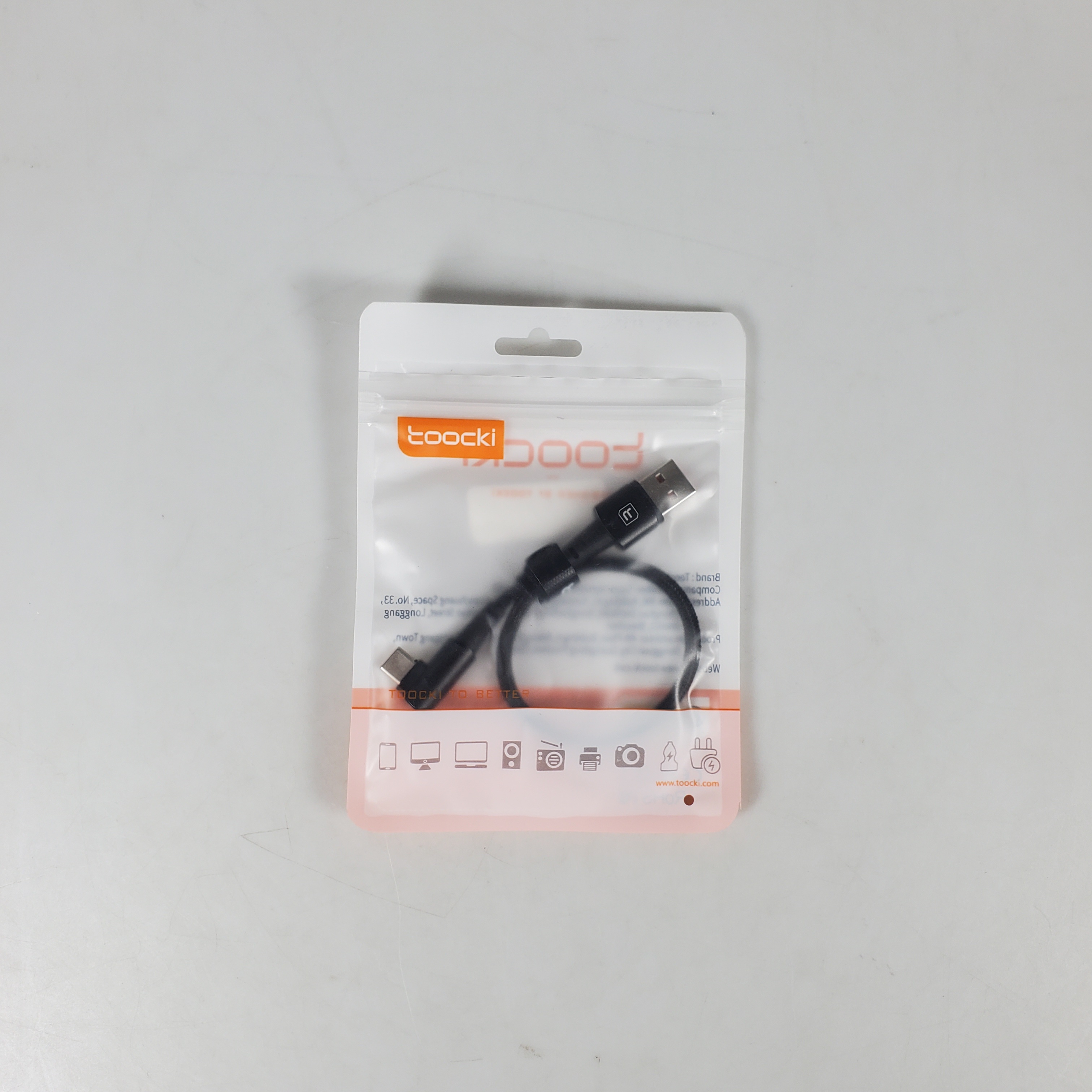 Gambar produk Toocki Kabel Data USB Type C Fast Charging L-Shape Braided PD 100W 6A 25cm - TQ-X25