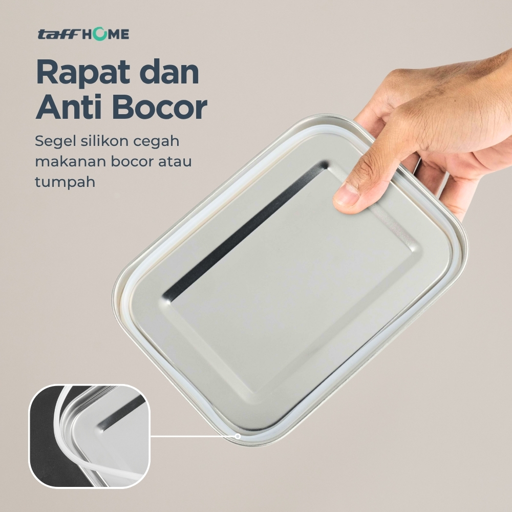 Gambar produk TaffHOME Kotak Makan Lunch Box Stainless Steel 304 2 Grid 1400ml - UP-14