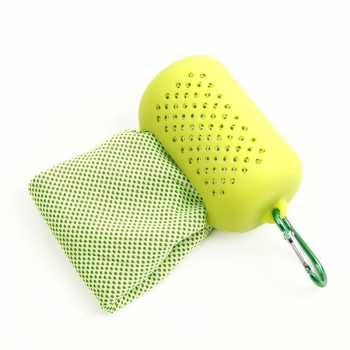 Gambar produk ASOLID Handuk Microfiber Quick Dry Cooling Ice Towel Silicon Case 90x30cm - AS13