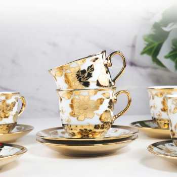 Gambar produk SF Set Cangkir Kopi Keramik 6in1 Electroplating Tea Coffee Cup 100ml C - SF141