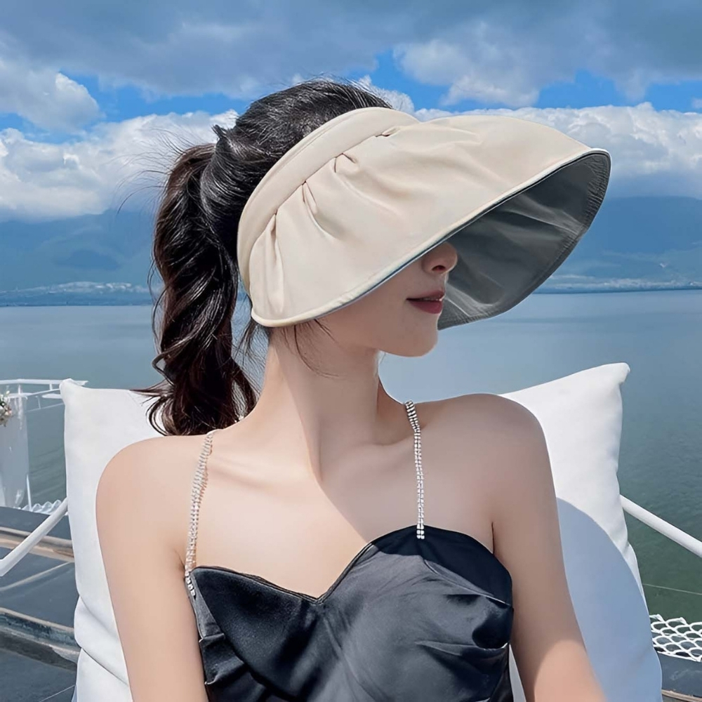 Gambar produk Kaka Topi Pantai Anti UV Wanita Sun Visor Hat Waterproof Polyester - CX3-011