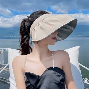 Gambar produk Kaka Topi Pantai Anti UV Wanita Sun Visor Hat Waterproof Polyester - CX3-011