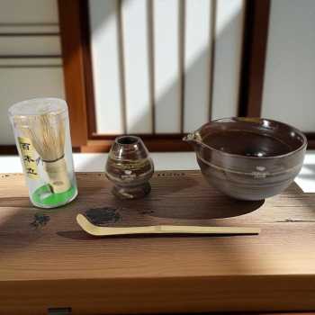 Gambar produk One Two Cups Chasen Bamboo Whisk Matcha Teh Set 4in1 Chawan Chashaku - N41