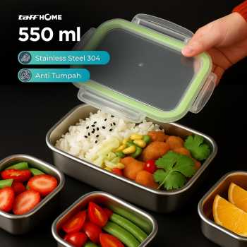 TaffHOME Kotak Makan Anti Tumpah Reguler Lunch Box Stainless Steel 304 - Slyz52