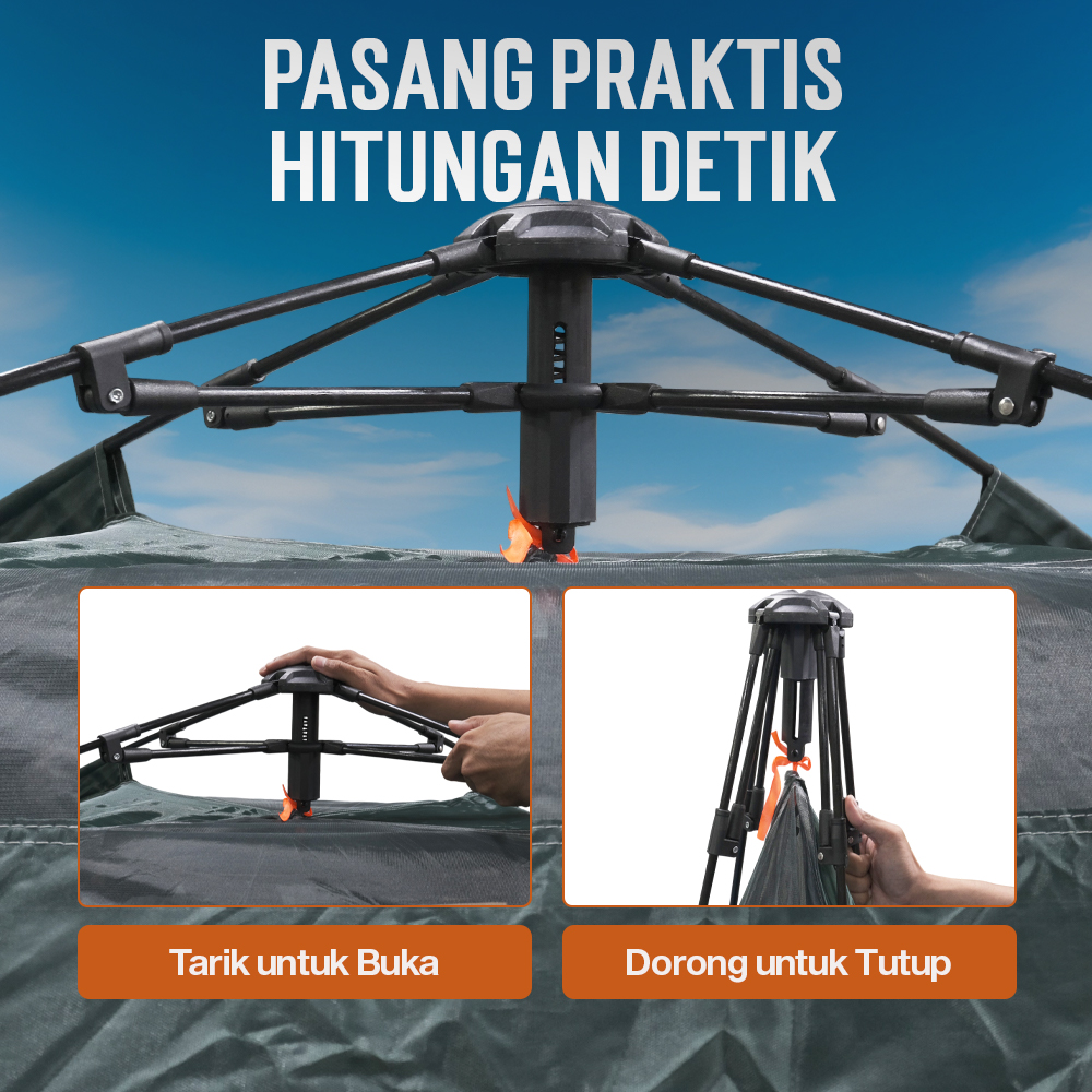Gambar produk YTZP Tenda Camping Lipat Otomatis 3-4 Orang Single Layer Waterproof - TH-34