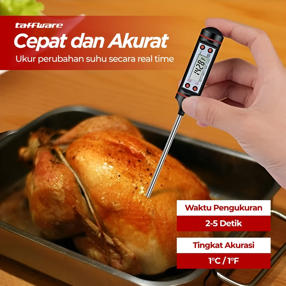 Gambar produk Taffware Termometer Pengukur Suhu Makanan Digital Daging Kopi Susu - TP101