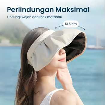 Gambar produk Kaka Topi Pantai Anti UV Wanita Sun Visor Hat Waterproof Polyester - CX3-011