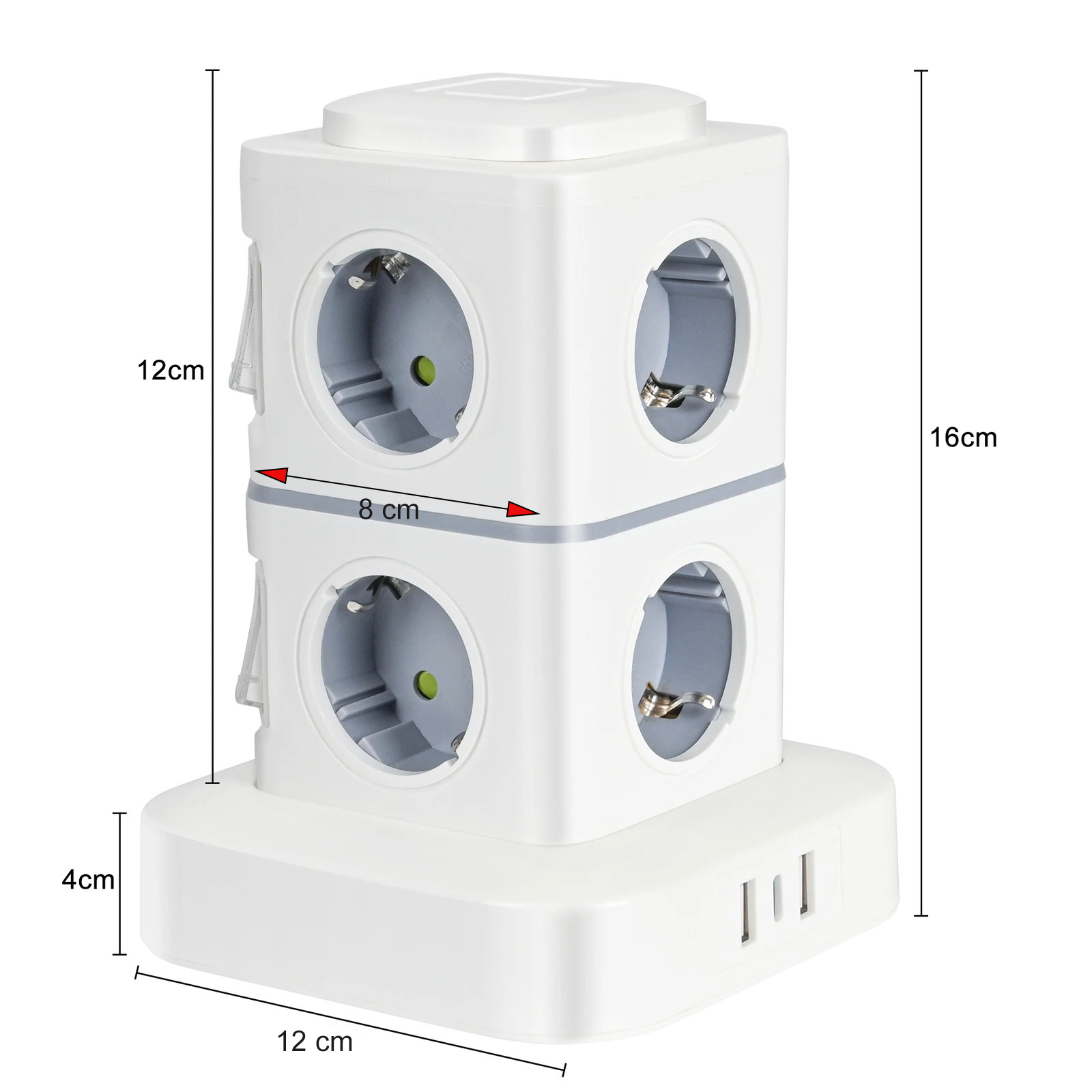 Gambar produk NINNE Stop Kontak Power Socket Strip Tower Colokan Listrik 2500W 2 Susun 8 Soket - NN812