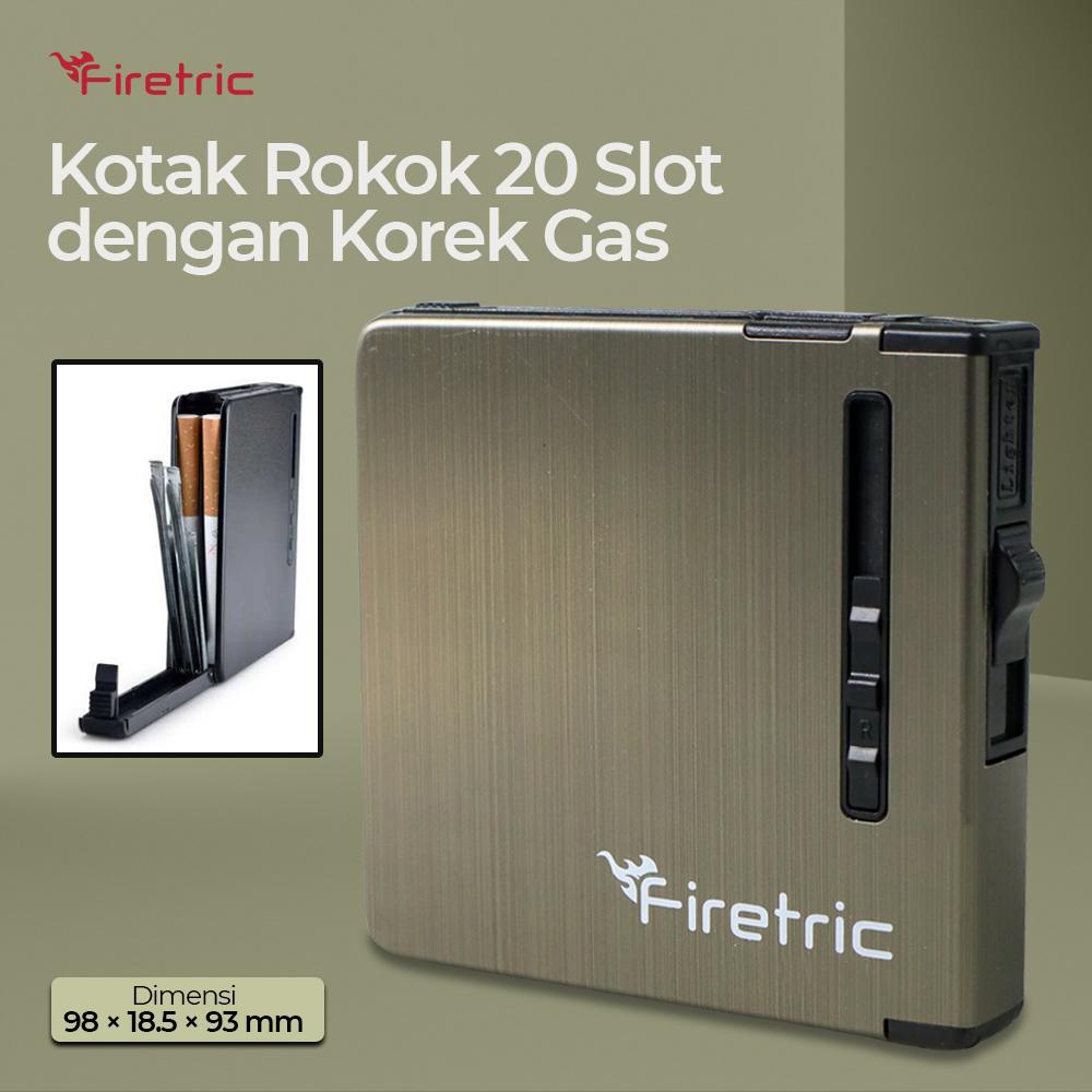 Gambar produk Firetric Kotak Rokok 20 Slot dengan Korek Gas - JD-YH037