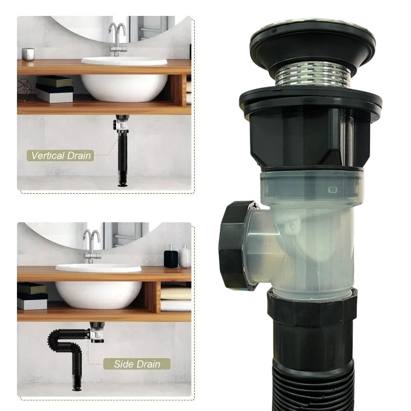 Gambar produk FMB Flip Top Kitchen Sink Drain Joint Retractable Filter Flexible - INU118