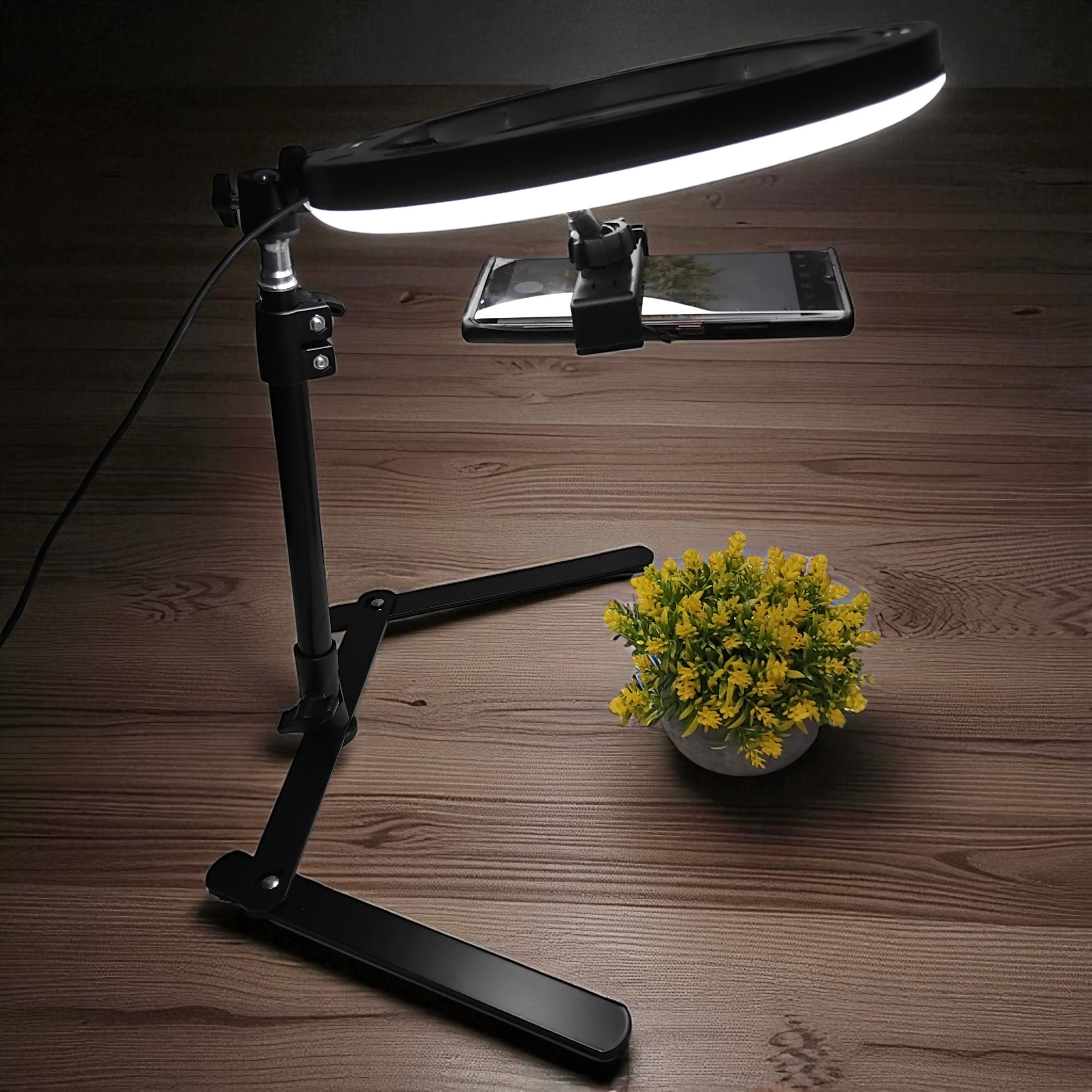 Gambar produk POFOKO Lampu Ring Light LED 3in1 Color Tripod Holder USB 25cm - QX-260