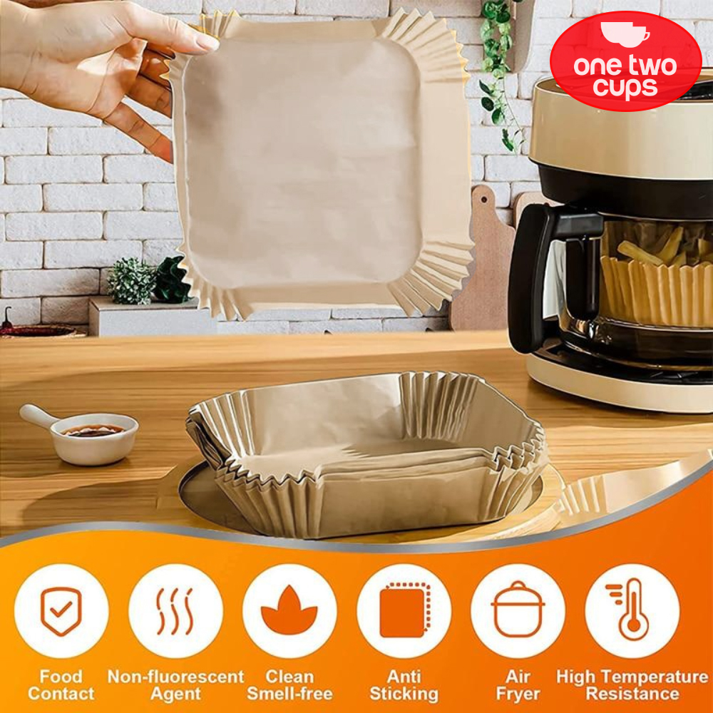 Gambar produk One Two Cups Kertas Alas Air Fryer Paper Liner Non Stick 50 PCS 16cm - MJ5