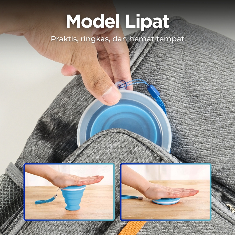 Gambar produk Gelas Lipat Silikon Foldable Cup with Strap 200ml - GYBL559