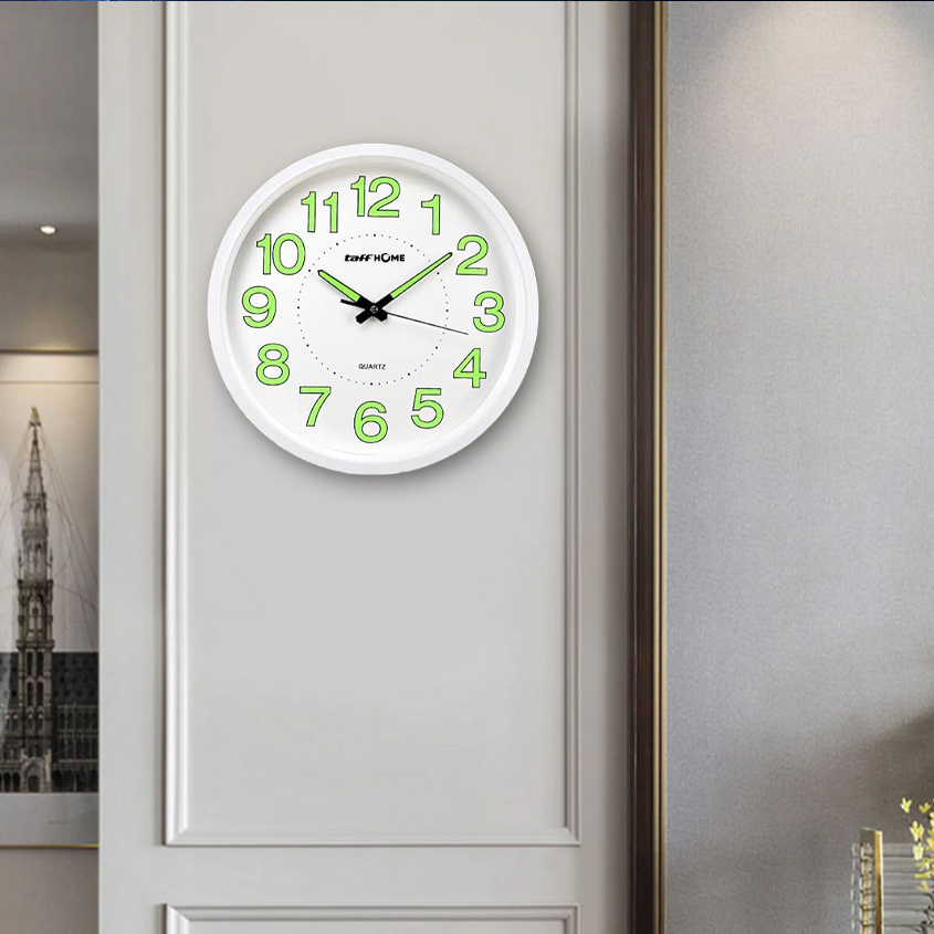 Gambar produk TaffHOME Jam Dinding Bulat Quartz Luminous Glow in The Dark 30cm MDB4