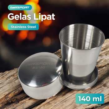 Gambar produk TaffSPORT Gelas Lipat Stainless Steel Foldable Cup Carabiner 140ml - BS150