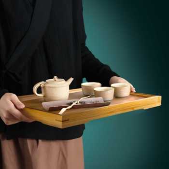 Gambar produk NLSLASI Tatakan Nampan Gelas Cangkir Teh Chinese Bamboo Tea Tray - NL30