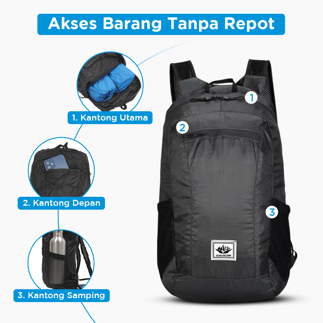 Gambar produk VANAHEIMR Tas Ransel Gunung Lipat Ultralight Backpack Waterproof - 519