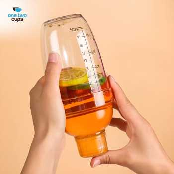 Gambar produk One Two Cups Cocktail Shaker Mixer Bartender Cobbler Cup Style 500ml - B0569