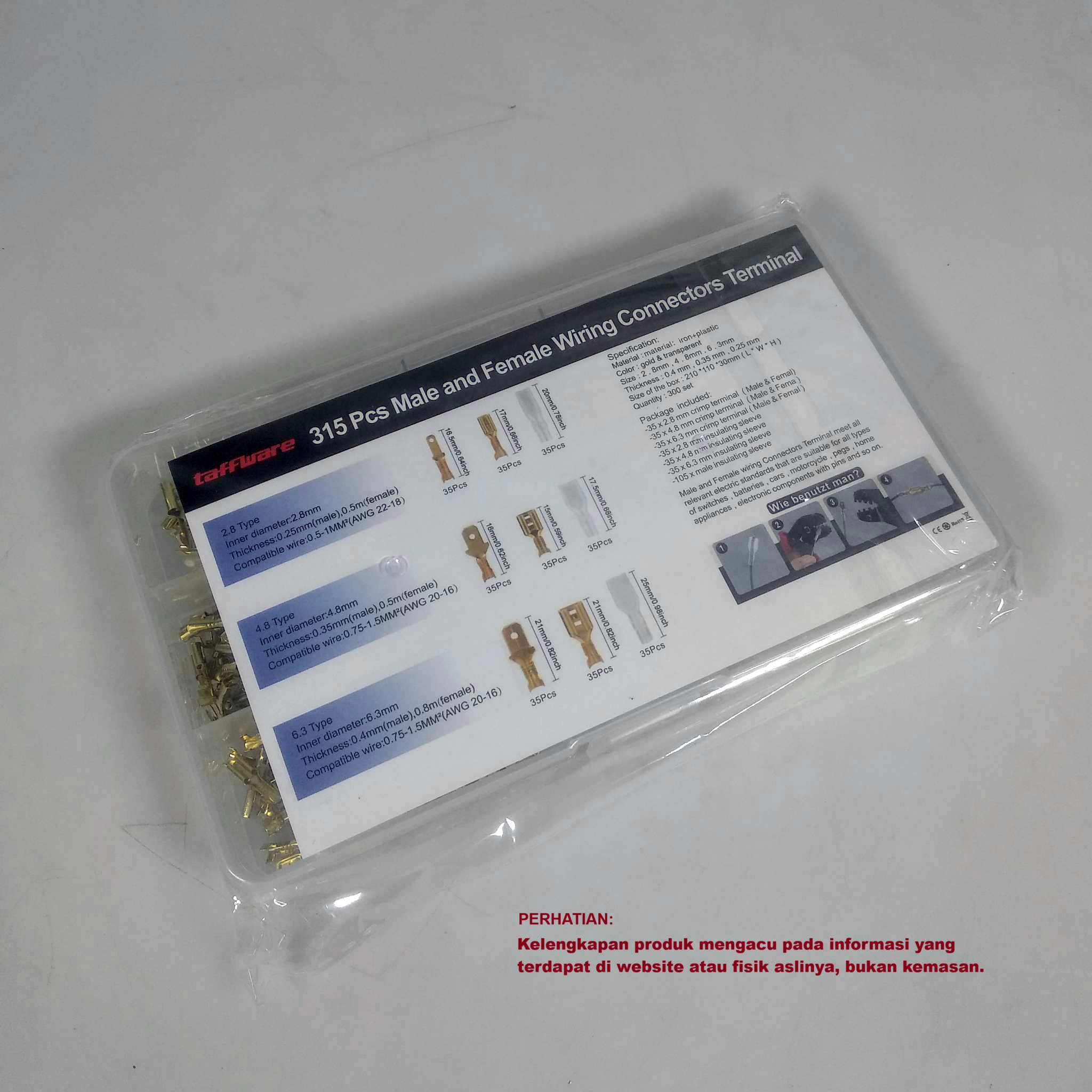 Gambar produk Taffware Skun Terminal Gepeng Insulated Connector Male Female 315 PCS - MA3