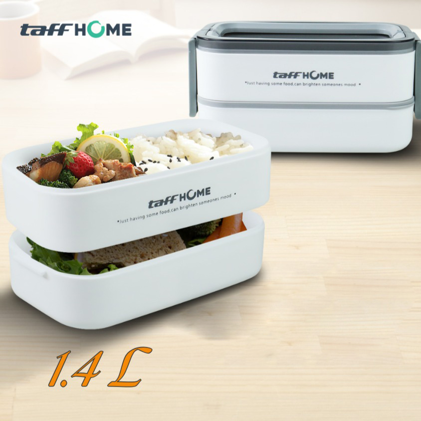 Gambar produk TaffHOME Kotak Makan Lunch Box Stainless Steel Double Layer 1.4L Grid 4 - J274