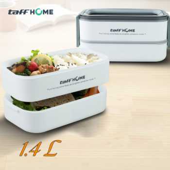 TaffHOME Kotak Makan Lunch Box Stainless Steel Double Layer 1.4L Grid - J274