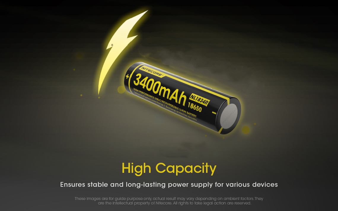 Gambar produk NITECORE Baterai Rechargeable 18650 Li-Ion 3.7V 3400mAh 1 PCS - NL1834R