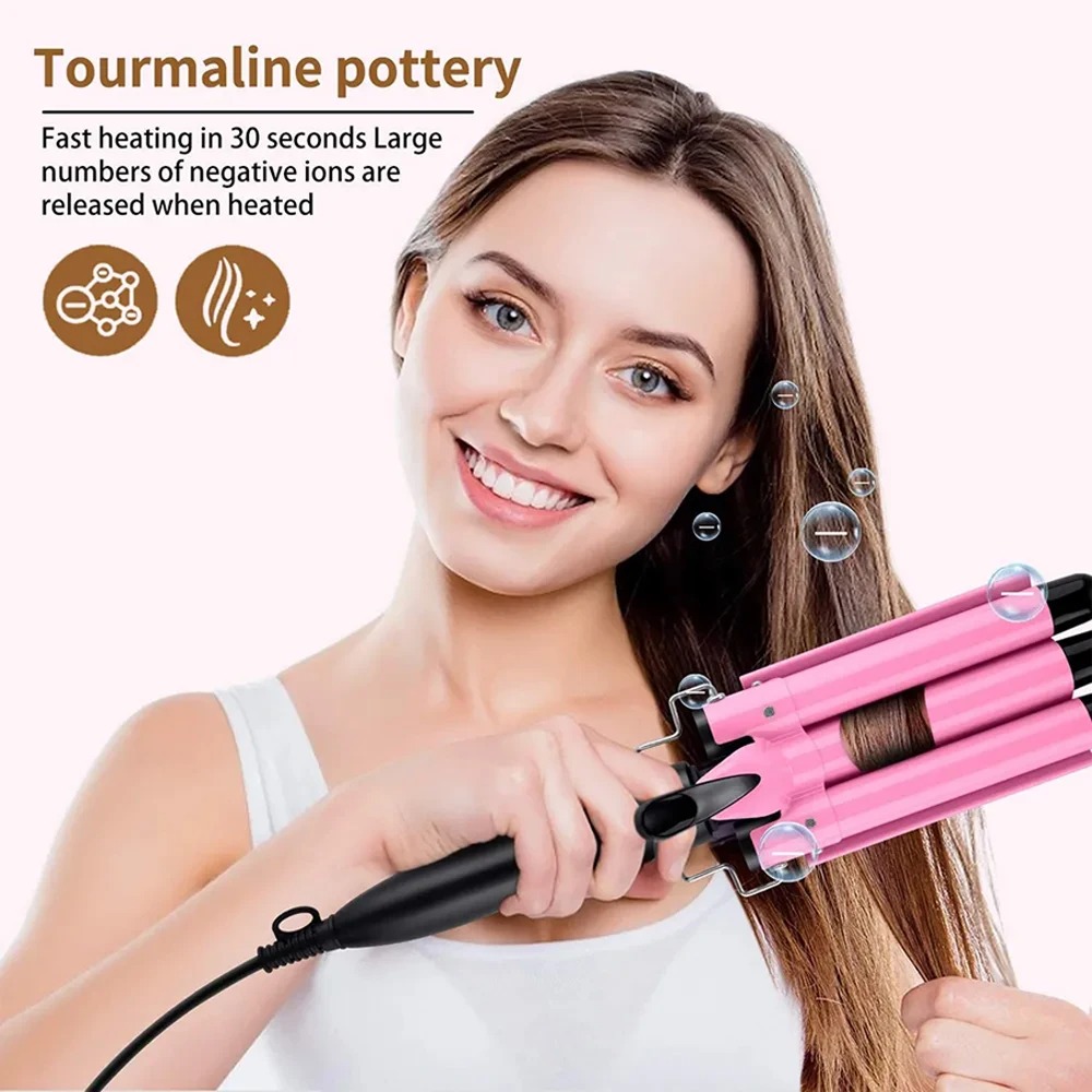 Gambar produk CHIGNON Catokan Rambut 3 Barrel Hair Curling Wavy Iron 25mm 70W - M-11