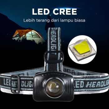 Gambar produk TRLIFE Senter Kepala Headlamp LED CREE Telescopic Zoom 3W 160 Lumens - BL253