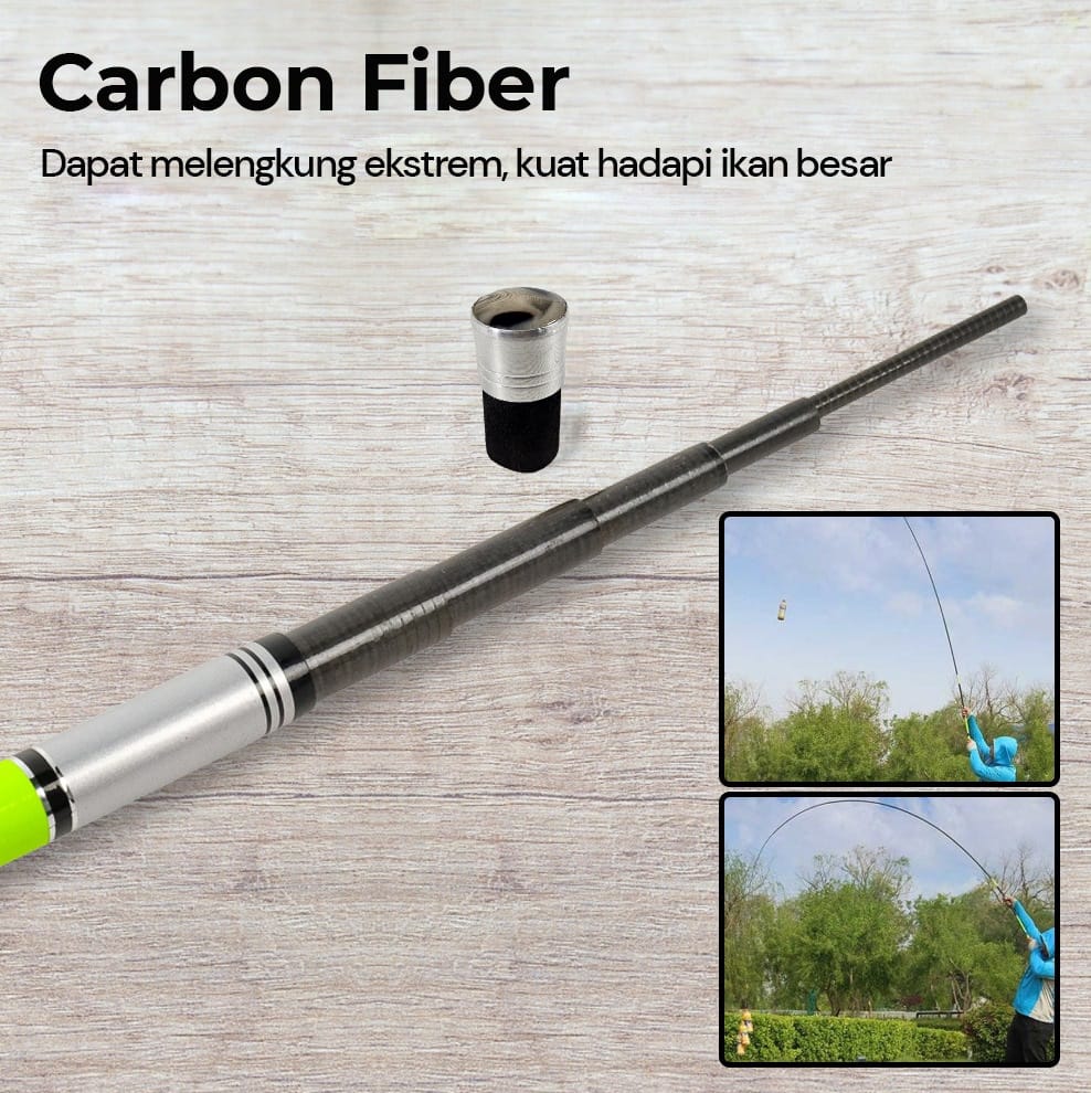Gambar produk TaffSPORT Joran Pancing Pole Tegek Carbon Fiber Fishing Rod 5.4M - 5841