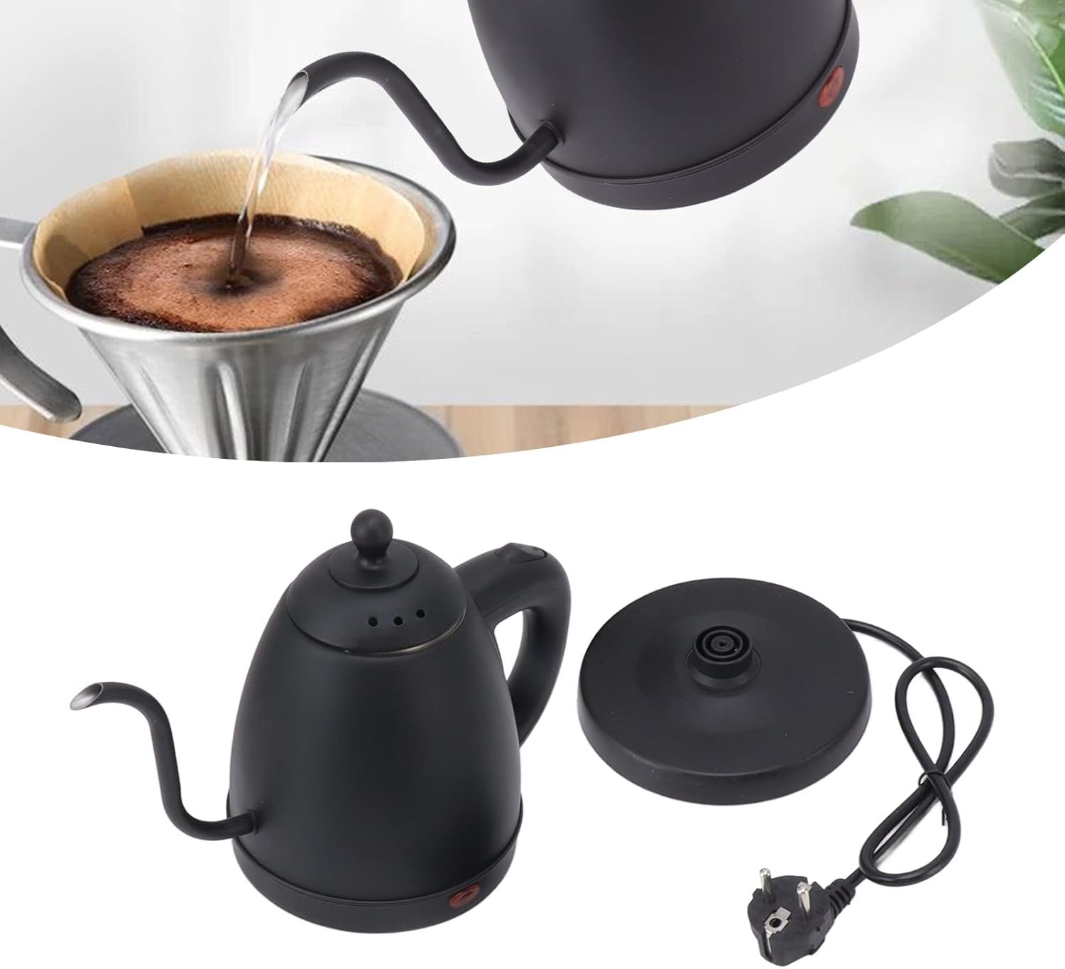 Gambar produk FMB Teko Listrik Kopi Pemanas Air Leher Angsa Pour Over 1360W - INU101