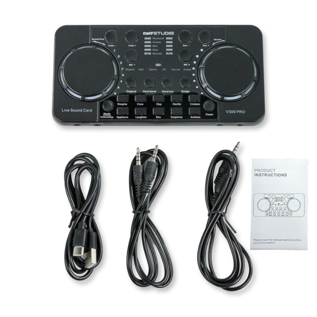Gambar produk TaffSTUDIO Audio Bluetooth USB External Soundcard Live Microphone - V300 Pro