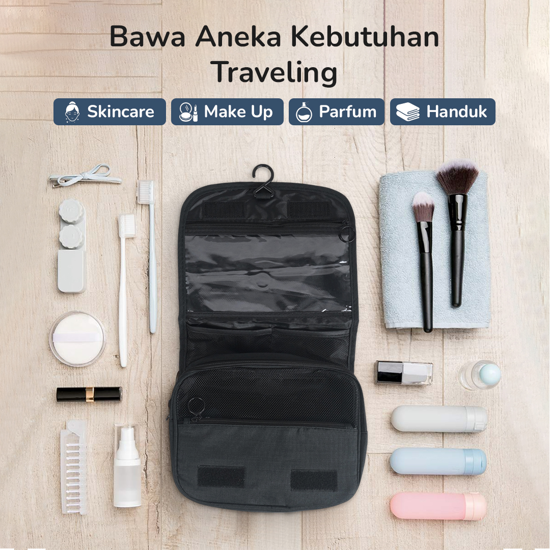Gambar produk CHADESIEL Tas Travel Make Up Organizer Toiletry Bag with Hook - C150