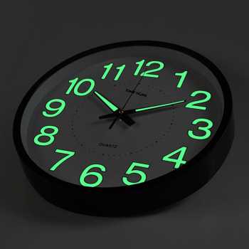 Gambar produk TaffHOME Jam Dinding Bulat Quartz Luminous Glow in The Dark 30cm MDB4