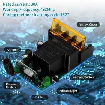 Gambar produk AMMTOO Receiver Remot Kontrol Lampu Gerbang Garasi 433MHz 240V - AM15