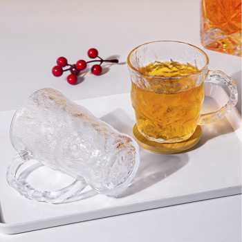 Gambar produk Qianli Gelas Kaca Tea Soda Glass Ice Glacier Hammer Pattern 330ml - ZB129