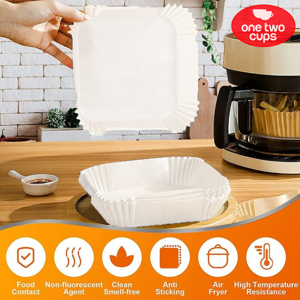 Gambar produk One Two Cups Kertas Alas Air Fryer Paper Liner Non Stick 50 PCS 16cm - MJ5