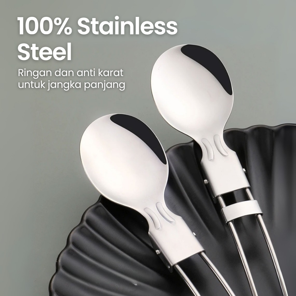 Gambar produk KNIFEZER Set Alat Makan Sendok Garpu Pisau Lipat Portable Cutlery - AOTU