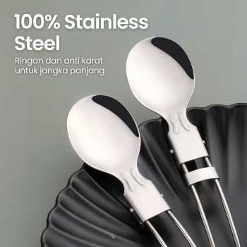 Gambar produk KNIFEZER Set Alat Makan Sendok Garpu Pisau Lipat Portable Cutlery - AOTU