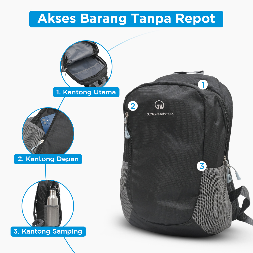 Gambar produk XINGGUANHUA Tas Ransel Hiking Outdoor Backpack Polyester 15 Inch - X15