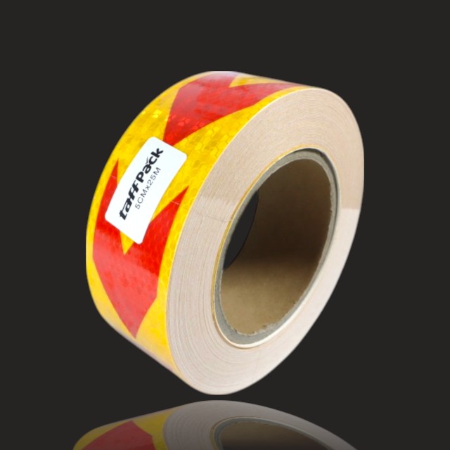 Gambar produk TaffPACK Stiker Reflektor Pemantul Cahaya Tanda Panah Warning Sign 25M 50mm - TP5