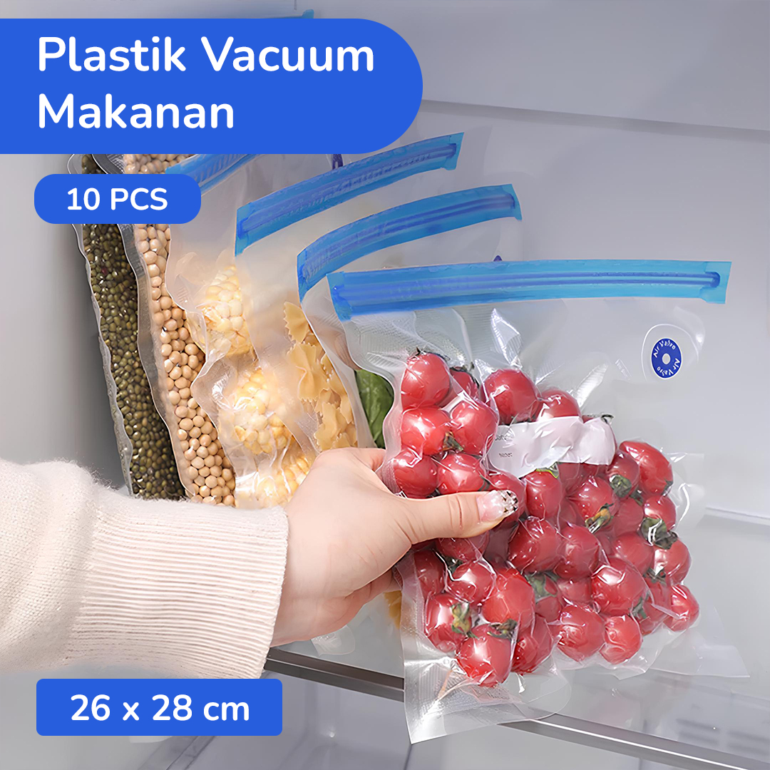 Gambar produk DMJ Plastik Vacuum Makanan Reusable Storage Bag BPA Free 10 PCS 26x28cm - D400
