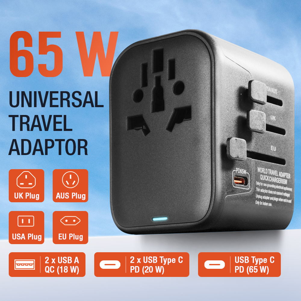 Gambar produk LENCENT Universal Travel Adaptor Multi Port USB Type C UK EU USA 65W - HHT906