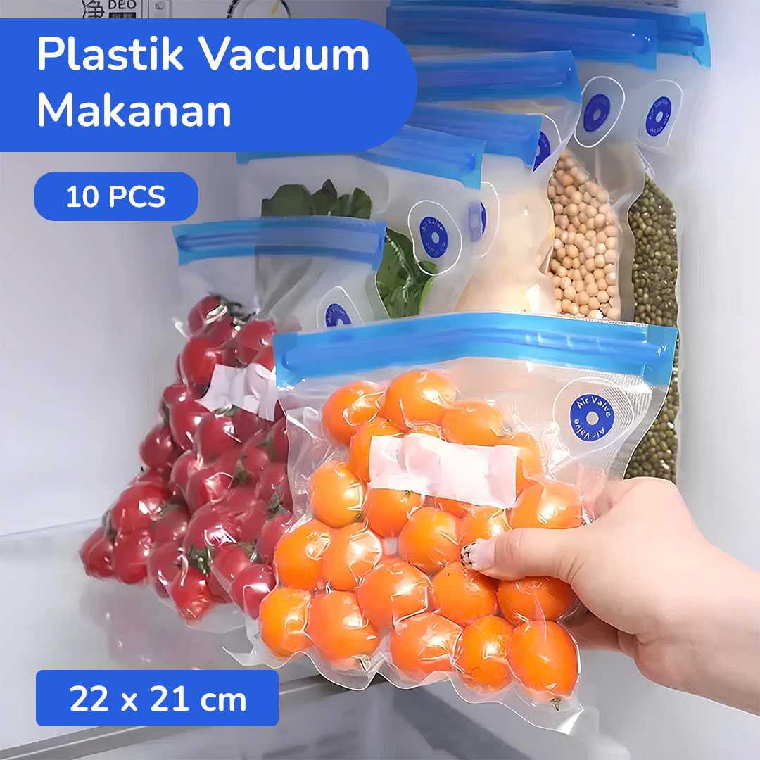 Gambar produk DMJ Plastik Vacuum Makanan Reusable Storage Bag BPA Free 10 PCS 22x21cm - D400