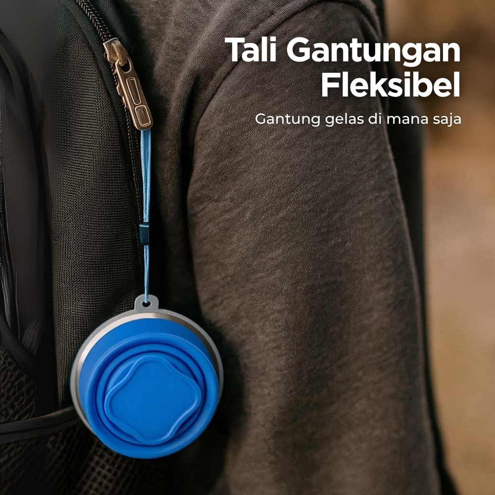 Gambar produk Gelas Lipat Silikon Foldable Cup with Strap 200ml - GYBL559