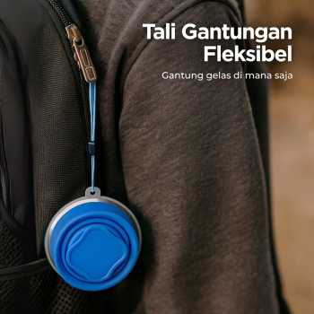 Gambar produk Gelas Lipat Silikon Foldable Cup with Strap 200ml - GYBL559