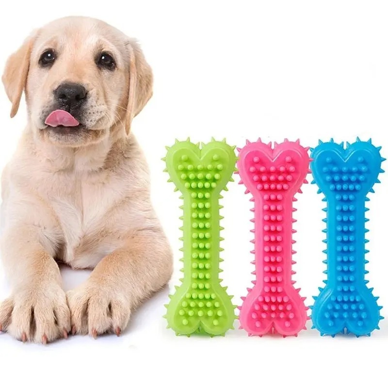 Gambar produk Bonelonov Mainan Anjing Chew Toy Soft Rubber Bite Model Tulang 4 PCS - INU138
